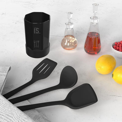 Dishwasher Safe Silicone Cooking Utensils Set - 446°F Heat Resistant Basic Silicone Kitchen Utensils,Turner Tongs, Spatula, Spoon, Brush, Whisk, Gadgets Tools for Nonstick Cookware (BPA Free - Grey)