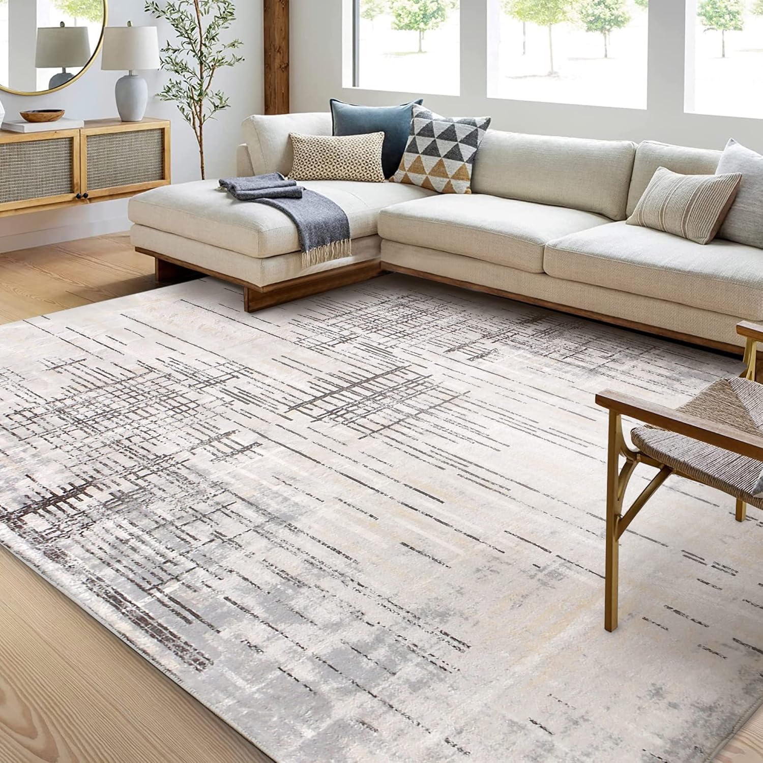 Cinknots Area Rug Living Room Rugs Grey Modern Luxury Rug Soft Short P