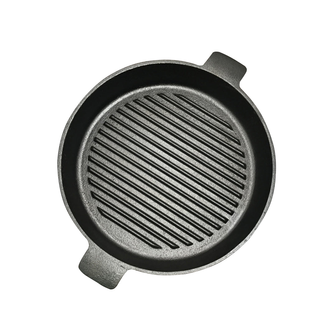 L'Chaim Meats 30cm Ribbed Cast Iron Frying Pan Skillet Coating Steak Sizzle Platter main image 1