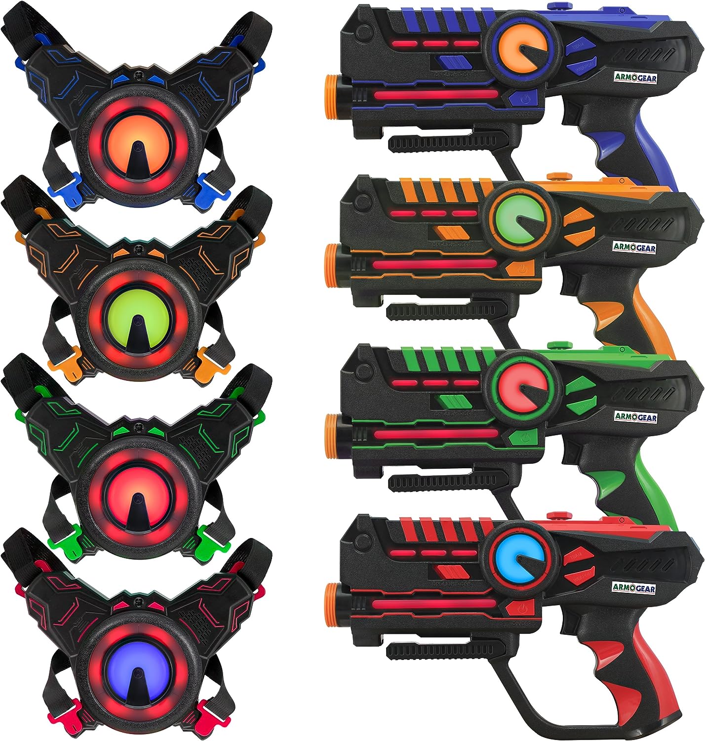 Infrared Laser Tag Guns and Vests Mega Pack Set of 4 Exciting Laser Battle