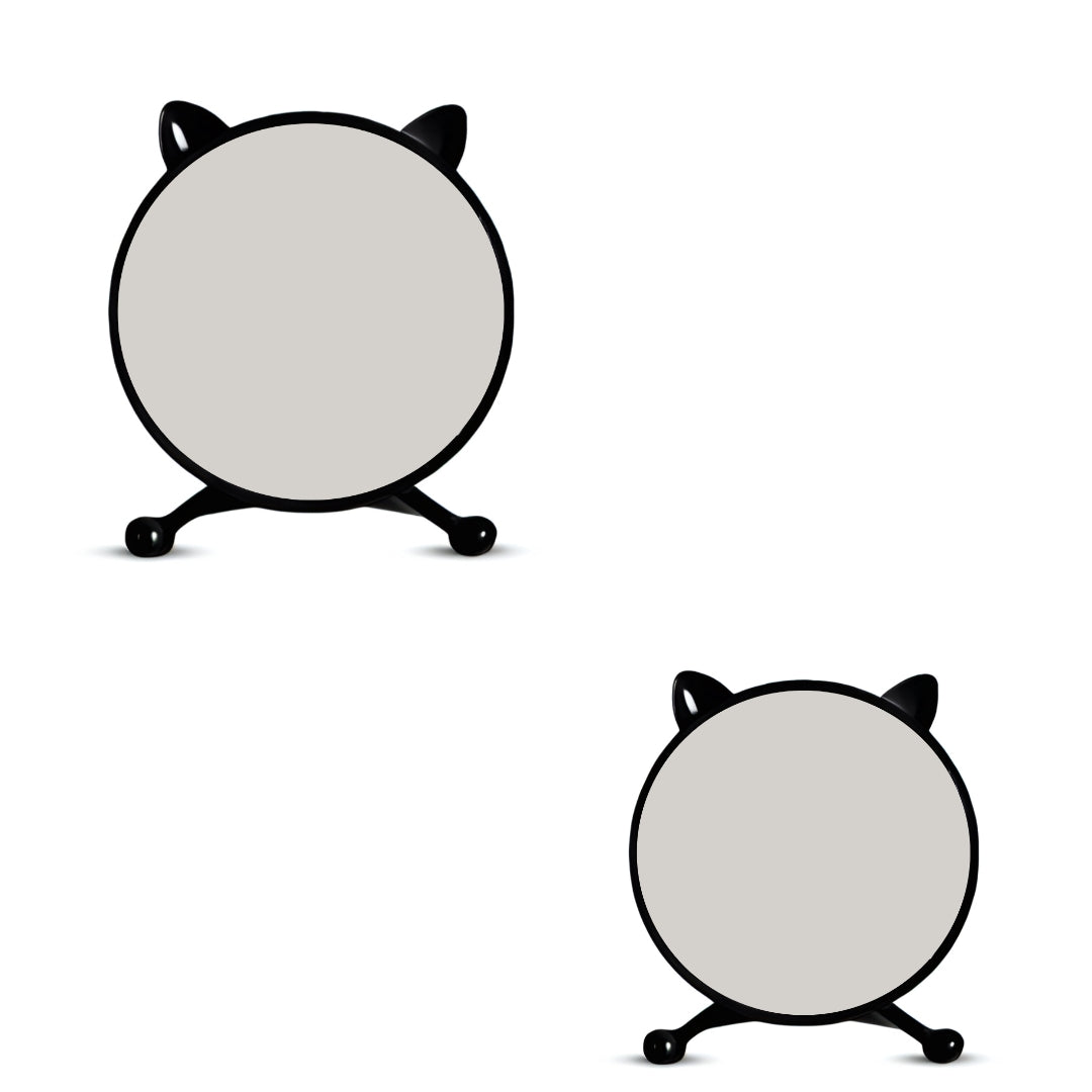 SOGA 2X 30cm Black Smart Makeup Bedroom Table Mirror Cat Ear Style No LED Light