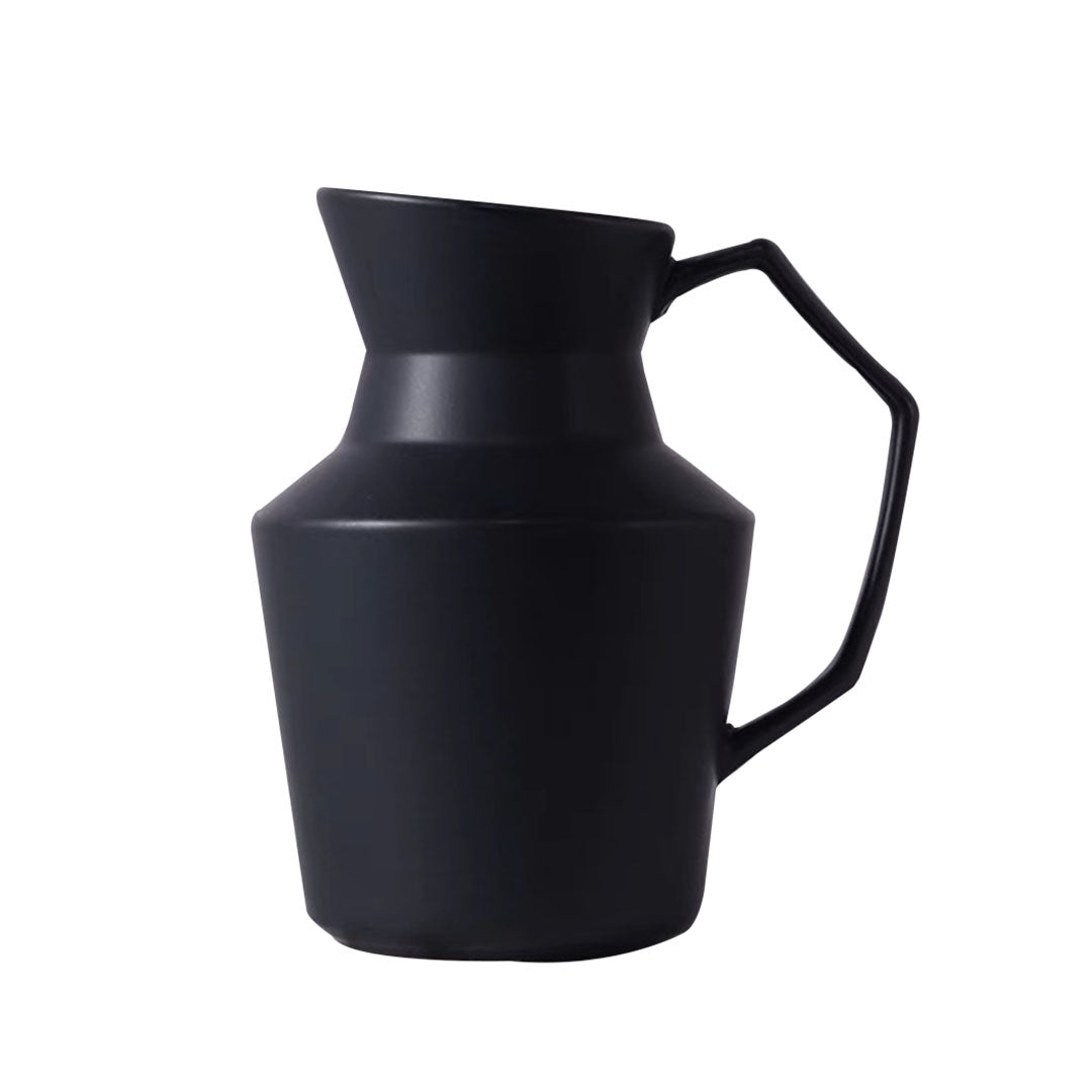 SOGA 23.5x19.5cm Ornament Black Modern Vase Pitcher with Angular Handle Sleek Minimalist for Home Decor
