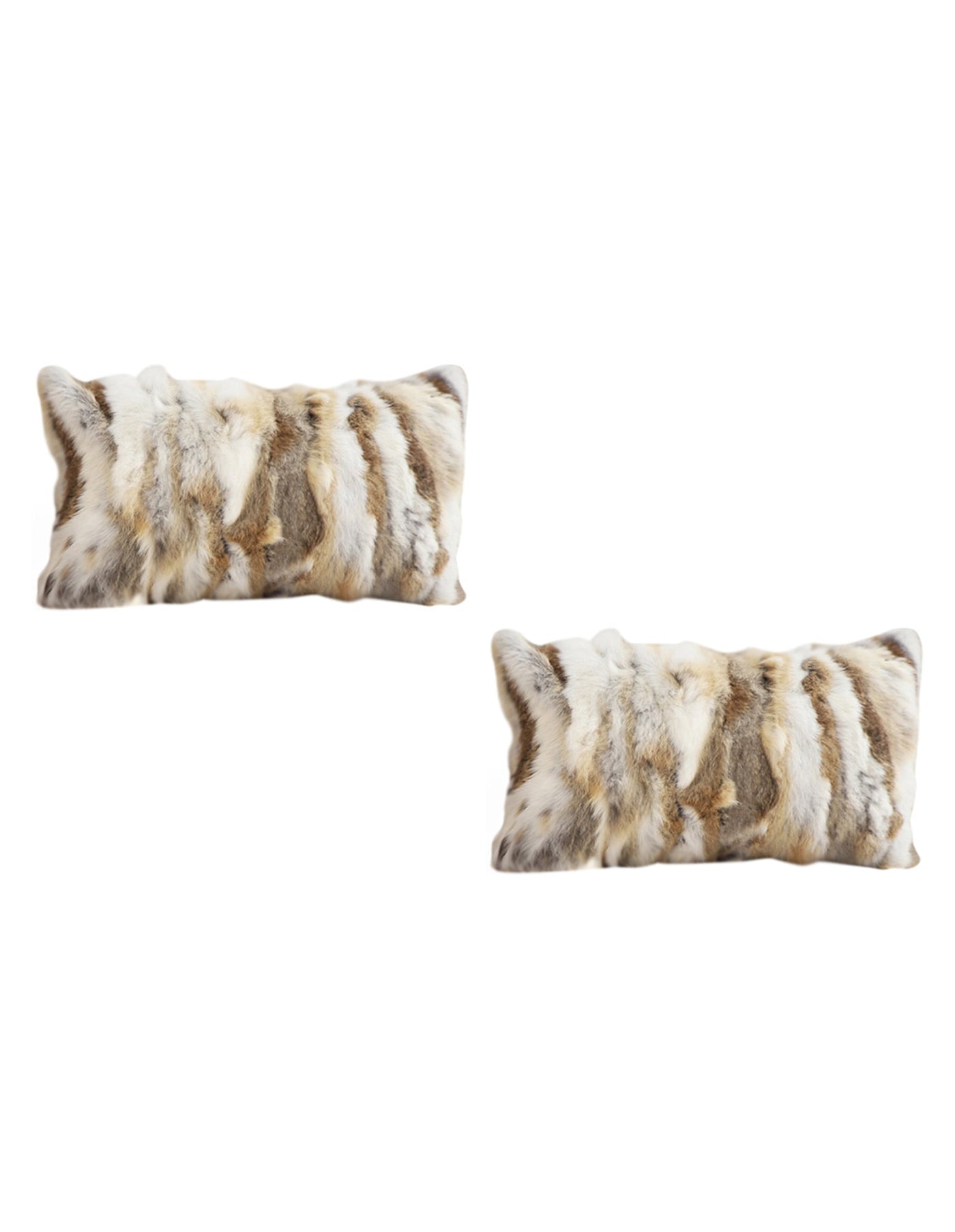 SOGA 2X 30cm Throw Pillow Coffee Rabbit Fur Lumbar Warm Cozy Decorative Cushion Home Decor