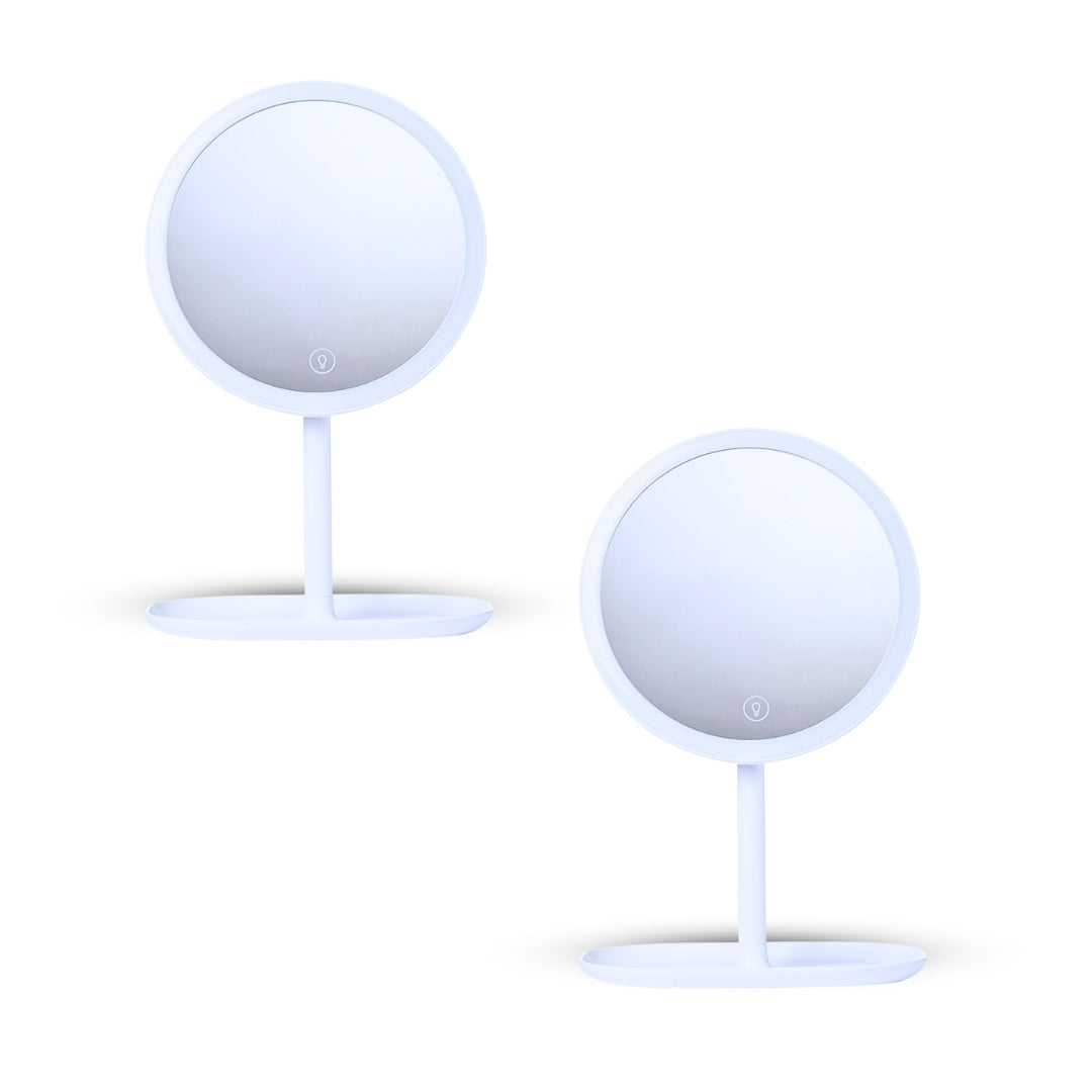 SOGA 2X 26cm White Round Smart LED Makeup Bedroom Table Vanity Mirror Tricolor w/ 5x Magnification