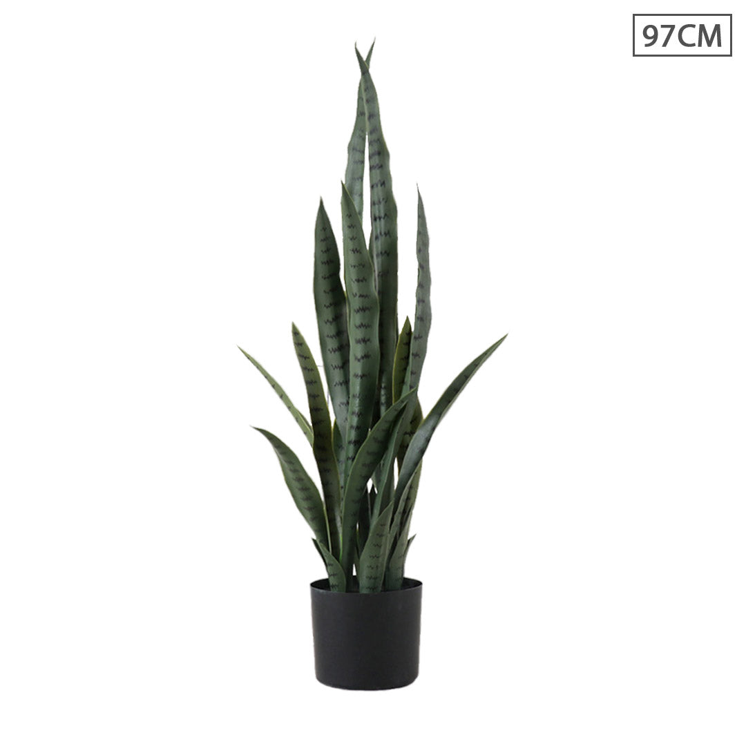 SOGA 97cm Sansevieria Snake Artificial Plants with Black Plastic Planter Greenery, Home Office Decor