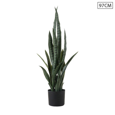 SOGA 97cm Sansevieria Snake Artificial Plants with Black Plastic Planter Greenery, Home Office Decor