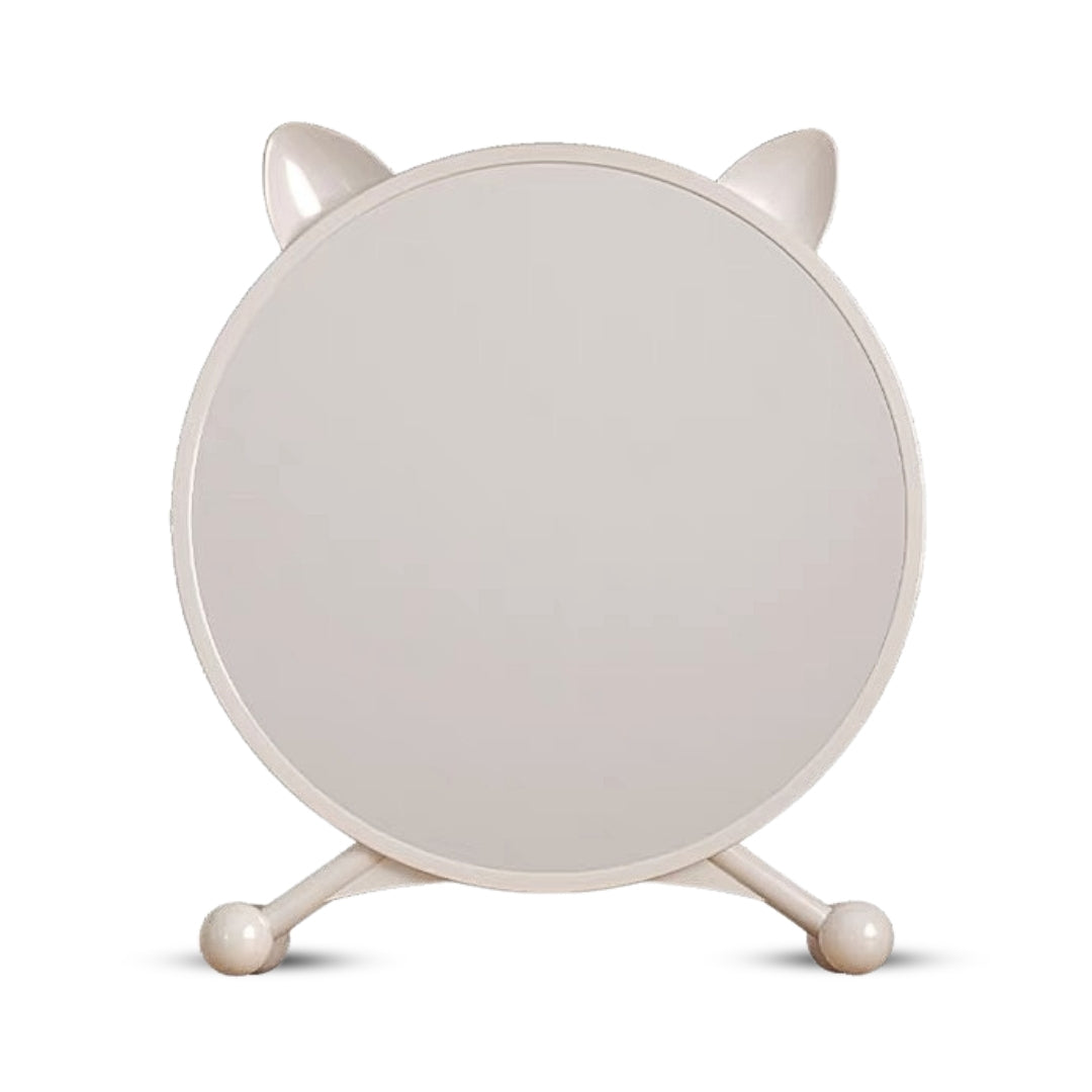 SOGA 40cm White Smart Makeup Bedroom Table Mirror Cat Ear Style No LED Light