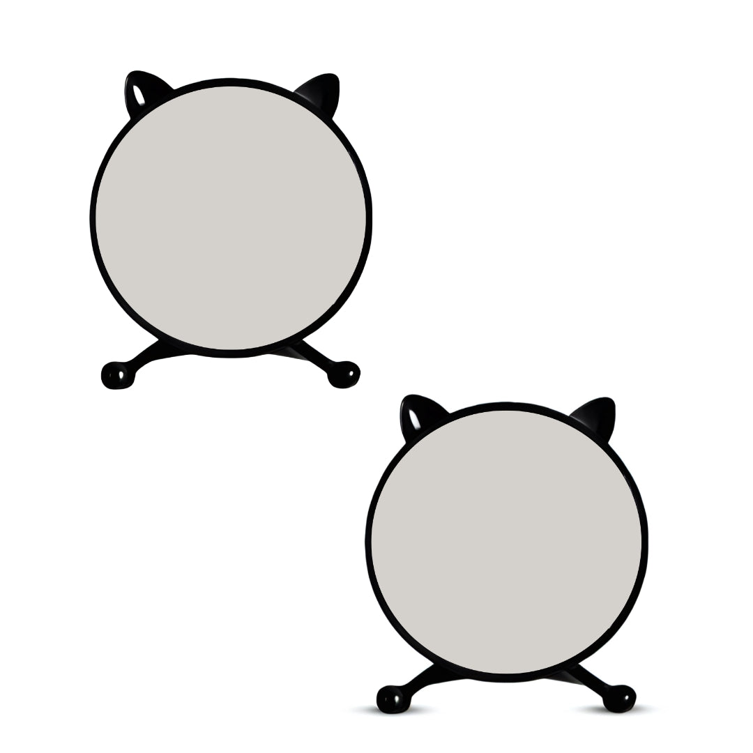 SOGA 2X 40cm Black Smart Makeup Bedroom Table Mirror Cat Ear Style No LED Light