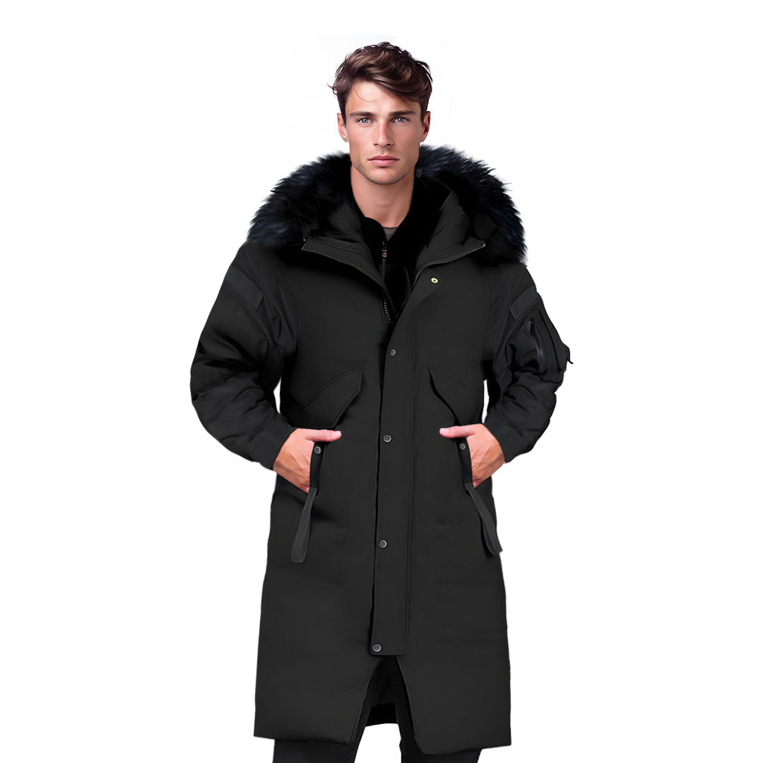 abbee Black Large Winter Fur Hooded Thick Overcoat Jacket Stylish Ligh