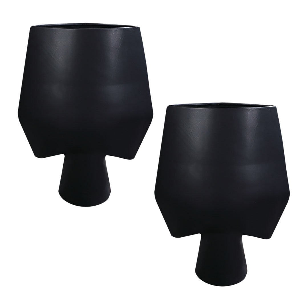 SOGA 2X 33x43cm Large Ornament Bodhi House Ceramic Handcrafted Modern Abstract Square Vase Home Decor