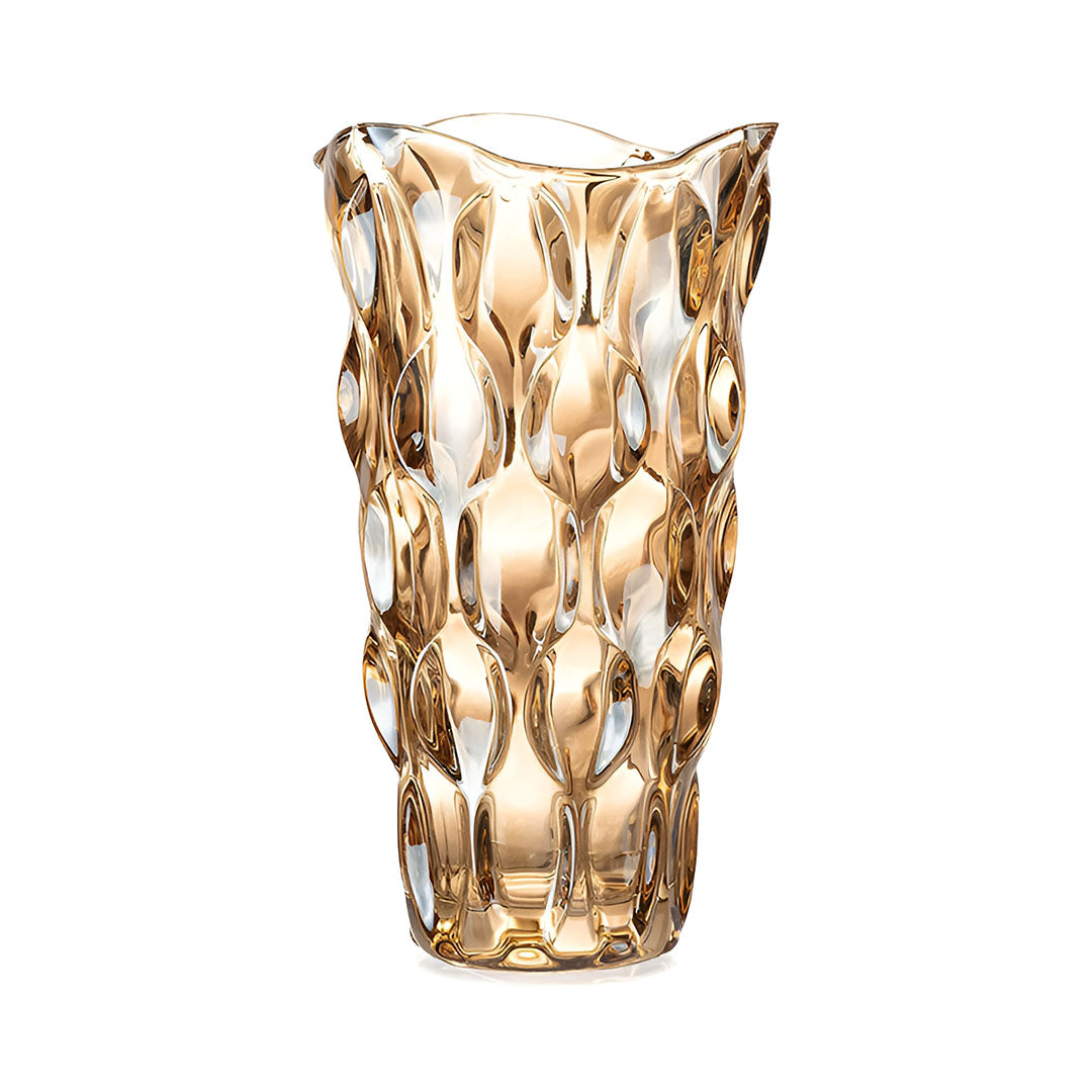 SOGA 29.8cm Golden Amber Glass Crystal Vase Elegant Modern Home Décor