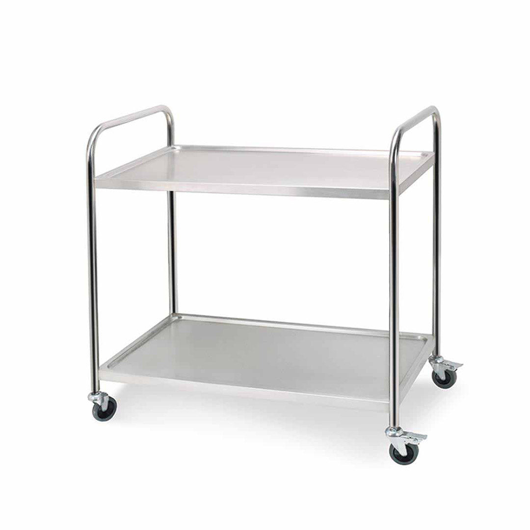 SOGA 2 Tier Stainless Steel Kitchen Dinning Food Cart Trolley Utility Round 86x54x94cm Large