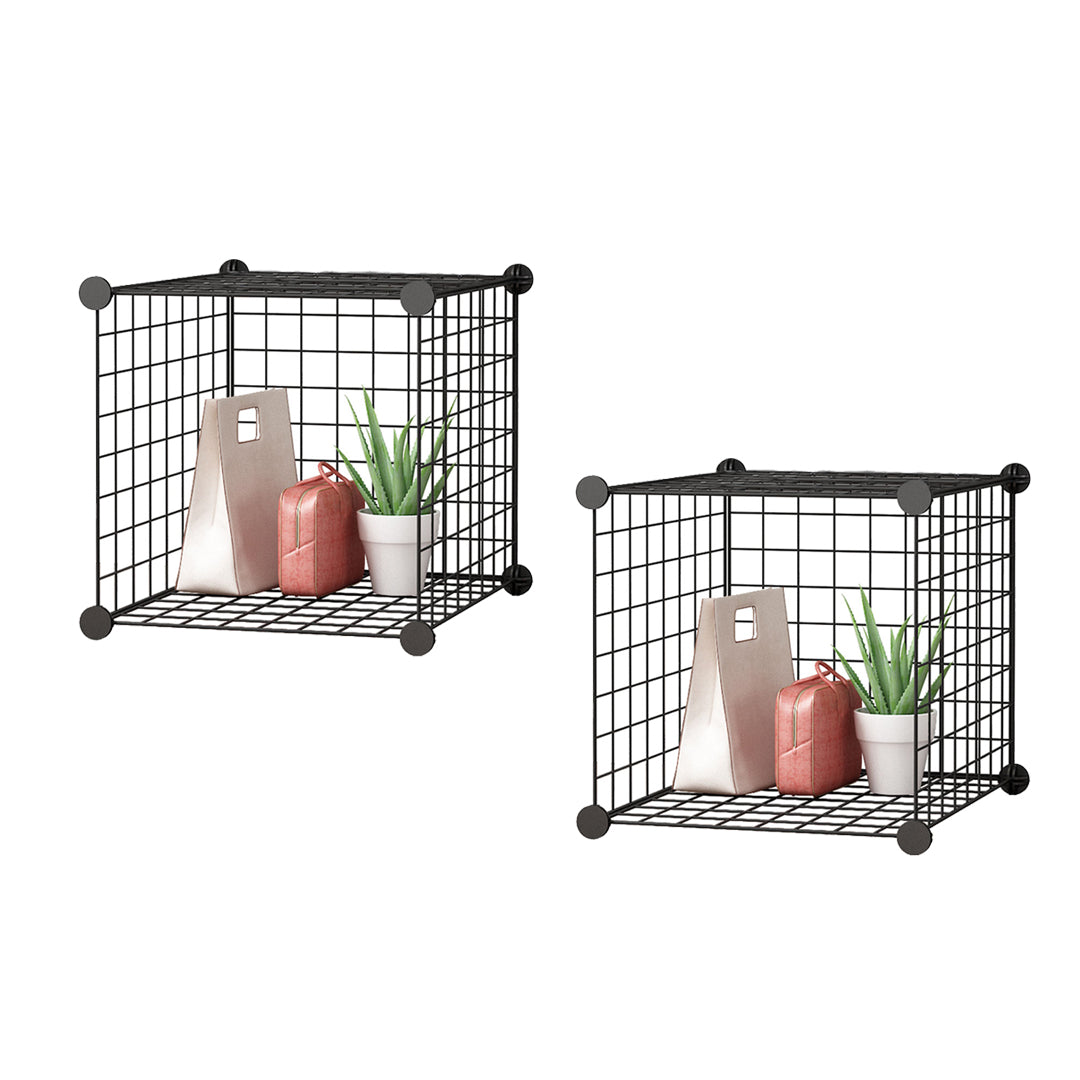 SOGA 2X Black Portable Single Cube Storage Organiser Foldable DIY Modu