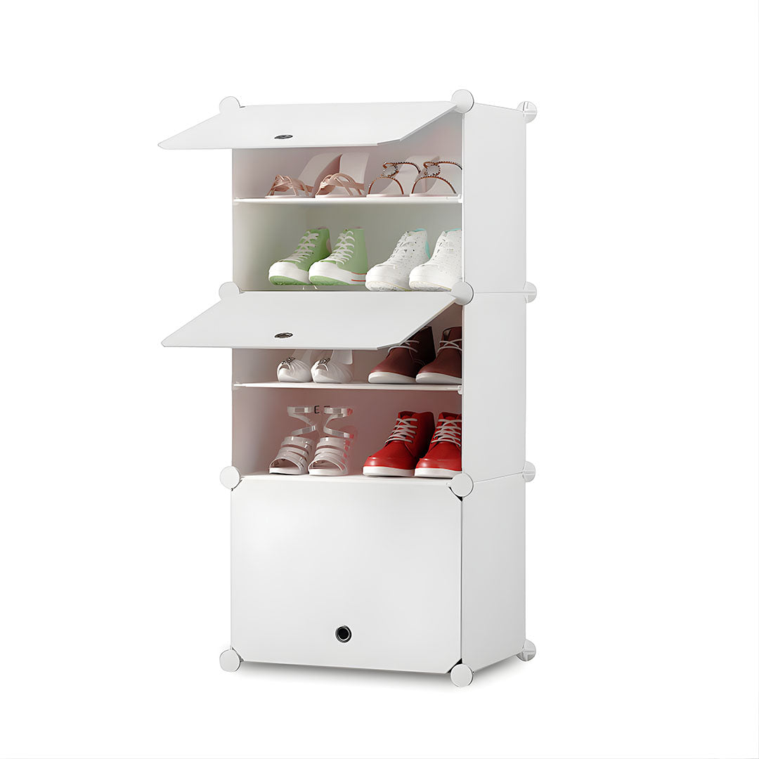 SOGA 5 Tier White Shoe Rack Organizer Sneaker Footwear Storage Stackab