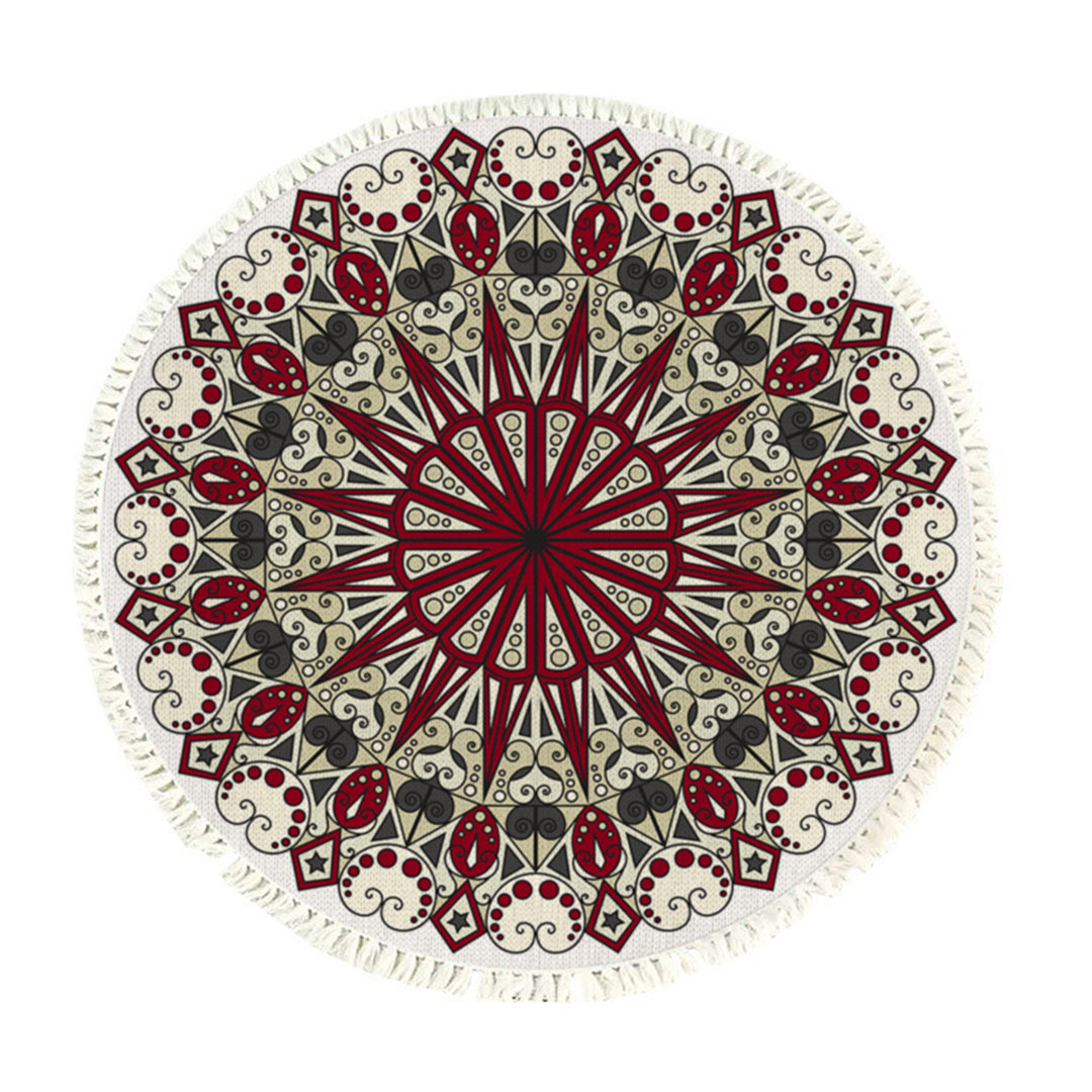 SOGA 120cm Mandala Modern Ethnic Tassel Print Anti-slip Doormat Home Decor