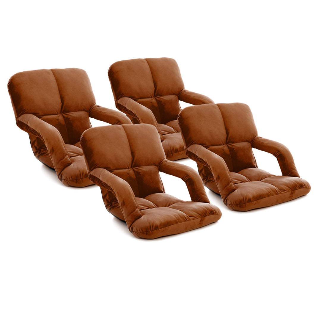 SOGA 4X Foldable Lounge Cushion Adjustable Floor Lazy Recliner Chair with Armrest Coffee