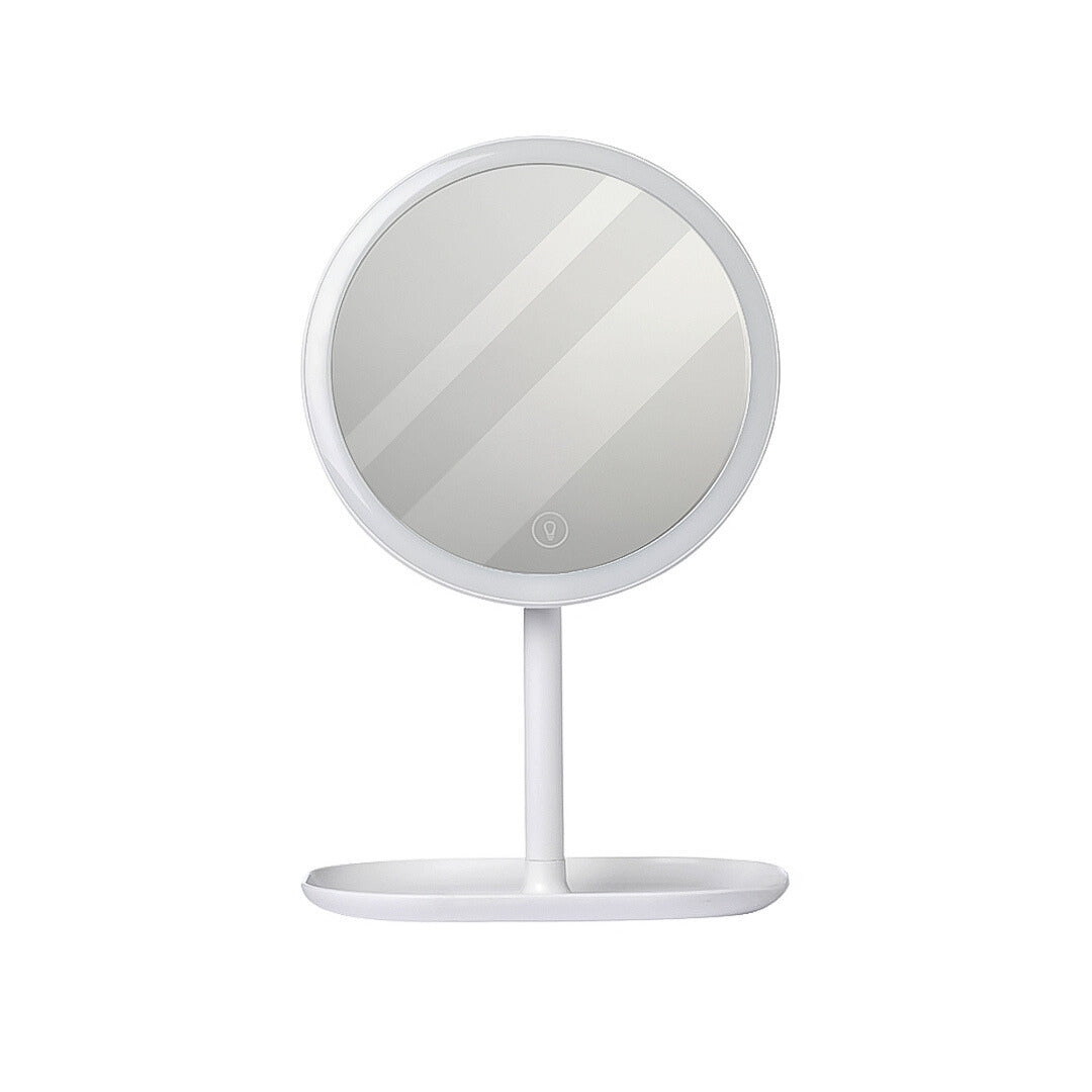 SOGA 26cm White Round Smart LED Makeup Bedroom Table Vanity Mirror Tricolor Adjustable Light