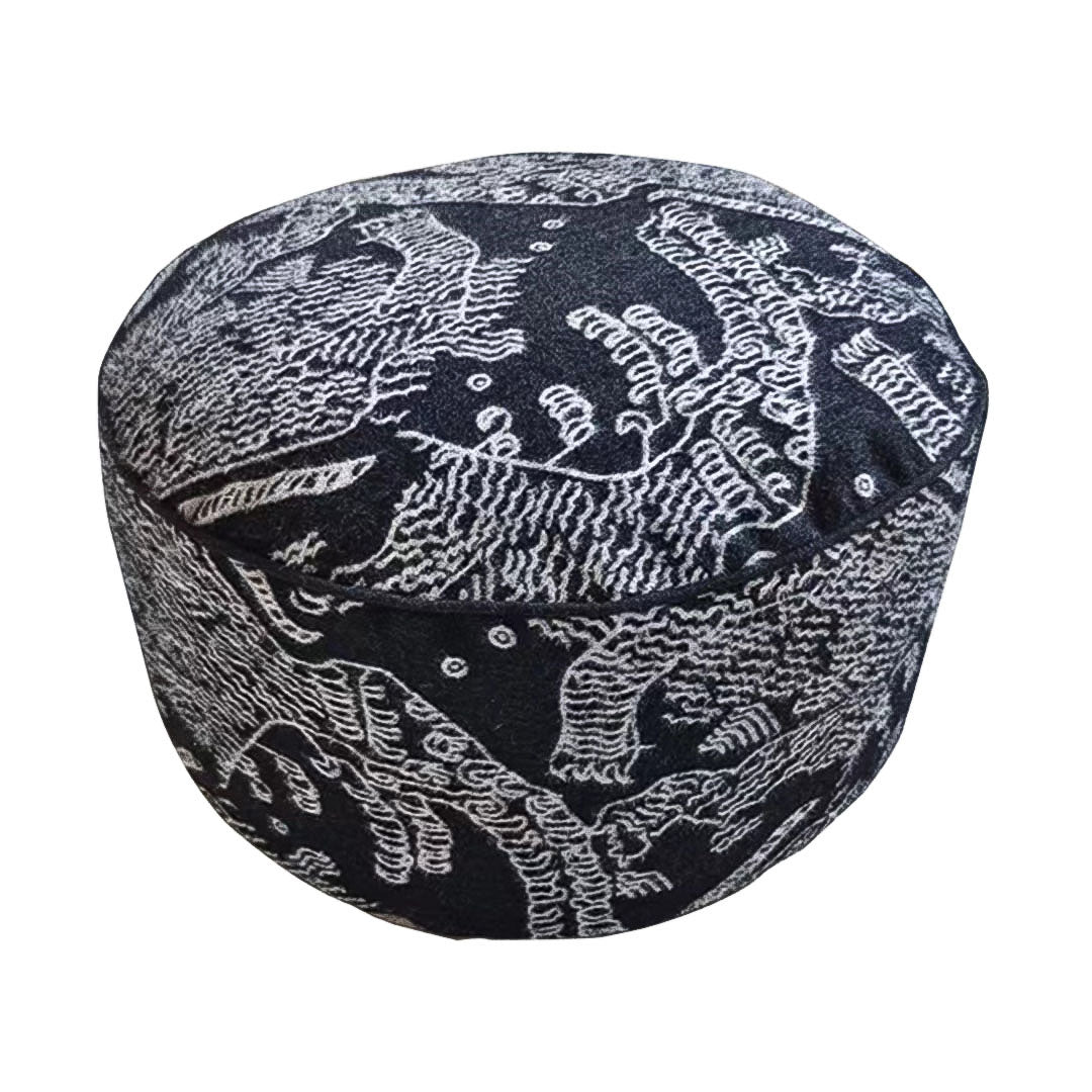 SOGA 50x30cm Black Round Soft Pouffe Seat Cushion Elegant Home Accent Décor Stylish Footstool