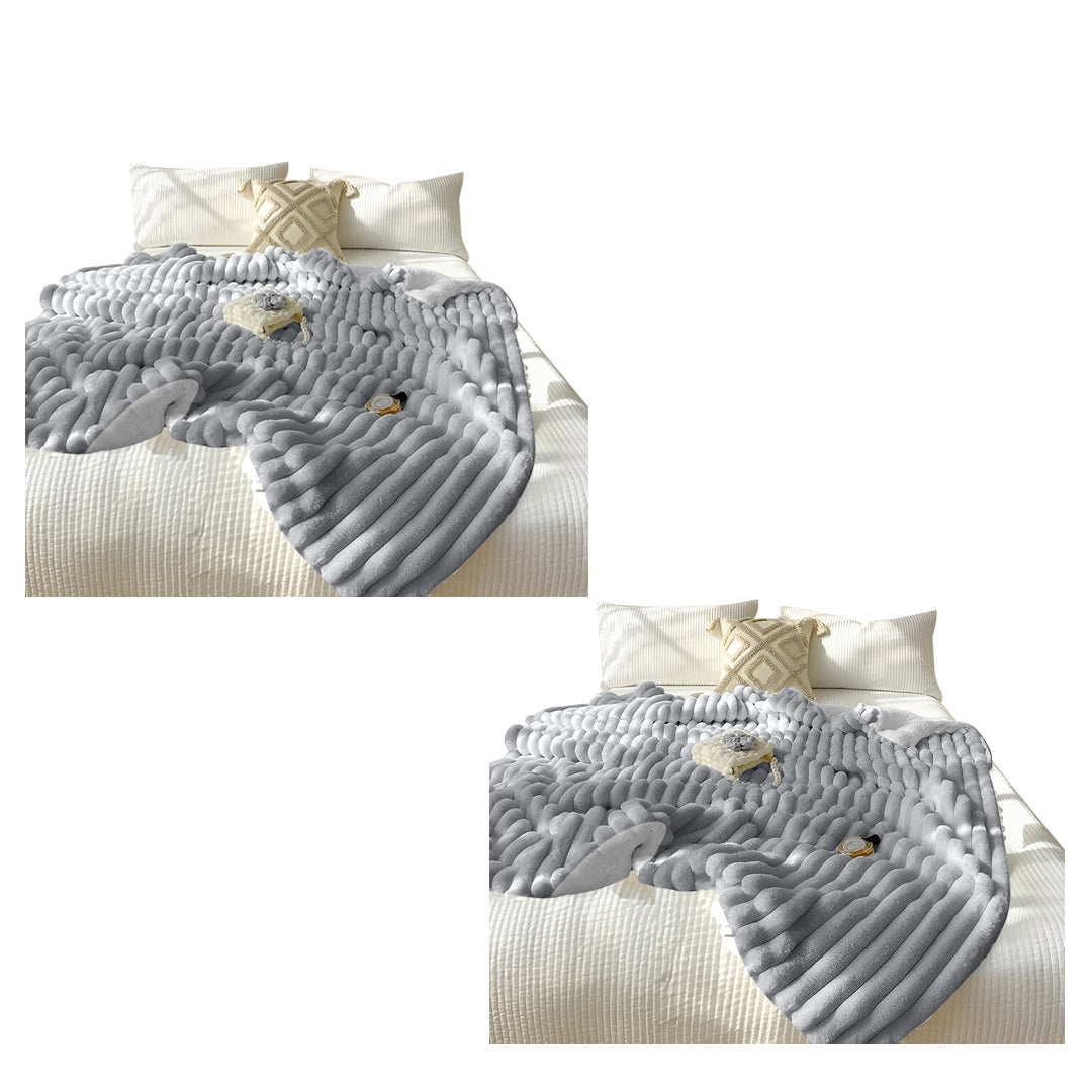 SOGA 2X 150x200cm Throw Blanket Smoke Gray Premium Milk Velvet Luxuriously Soft Cozy Bedding