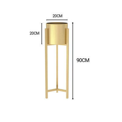 SOGA 90cm Gold Metal Plant Stand with Flower Pot Holder Corner Shelving Rack Indoor Display