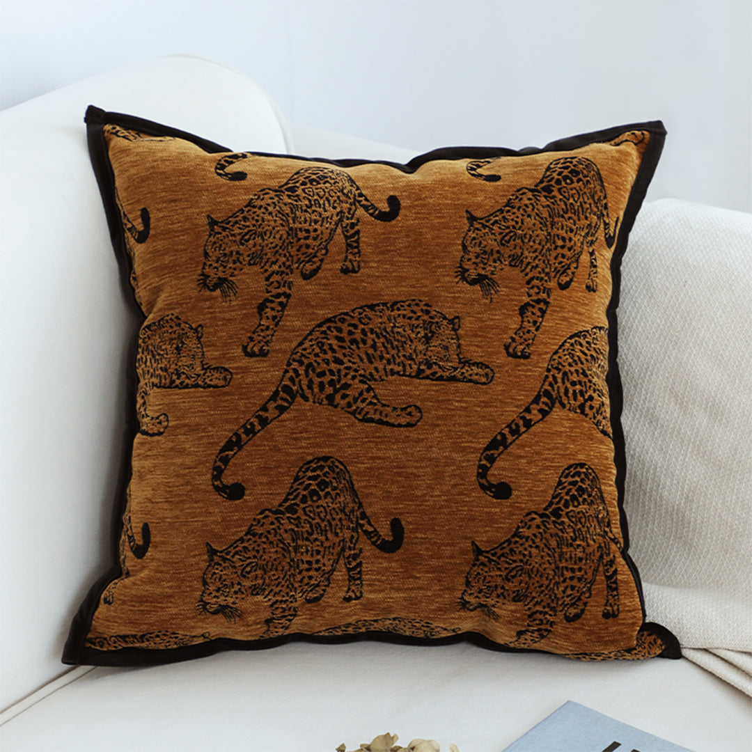 SOGA 2X 45cm Throw Pillow Dark Brown Leopard Square Retro Decorative Cushion for Living Room