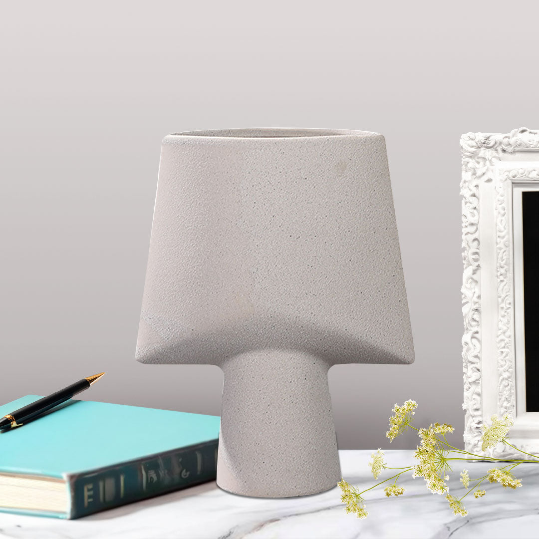 SOGA 2X 21x25.5cm Ornament Geometric Decor Ceramic Vase Flower Pots Decorative for Living Room Decoration