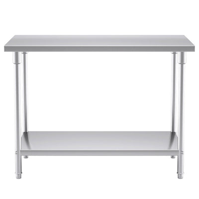 SOGA 2-Tier Commercial Catering Kitchen Stainless Steel Prep Work Bench Table 120*70*85cm