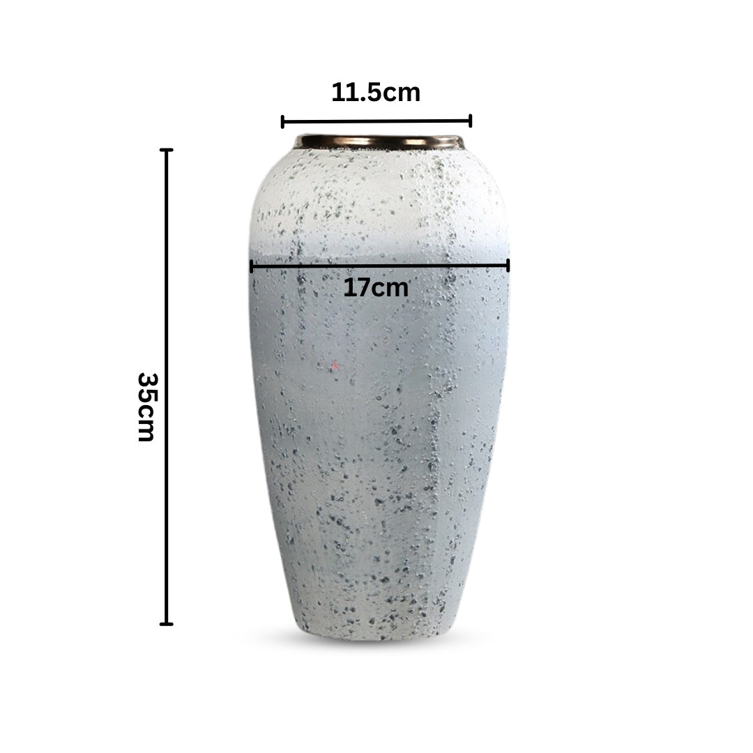 SOGA 35x17cm White and Grey Large Ceramic Flower Vase Elegant Living Room Home Decor