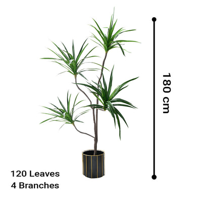 SOGA 180cm SOGA 180cm Realistic Artificial Dracaena, Rubberised Silk Cloth + Iron Wire, Home Decor