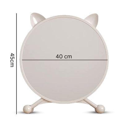 SOGA 2X 40cm White Smart Makeup Bedroom Table Mirror Cat Ear Style No LED Light