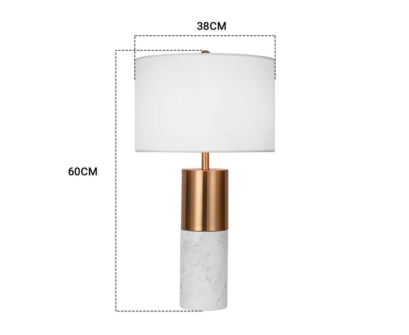SOGA 4X 60cm White Marble Bedside Modern Desk Table Lamp Living Room Shade with Cylinder Base