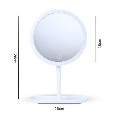 SOGA 2X 26cm White Round Smart LED Makeup Bedroom Table Vanity Mirror Tricolor w/ 5x Magnification
