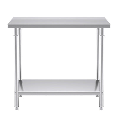 SOGA 2-Tier Commercial Catering Kitchen Stainless Steel Prep Work Bench Table 100*70*85cm