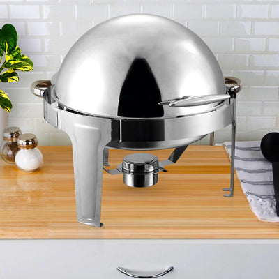 SOGA 4X 6L Stainless Steel Chafing Food Warmer Catering Dish Round Roll Top