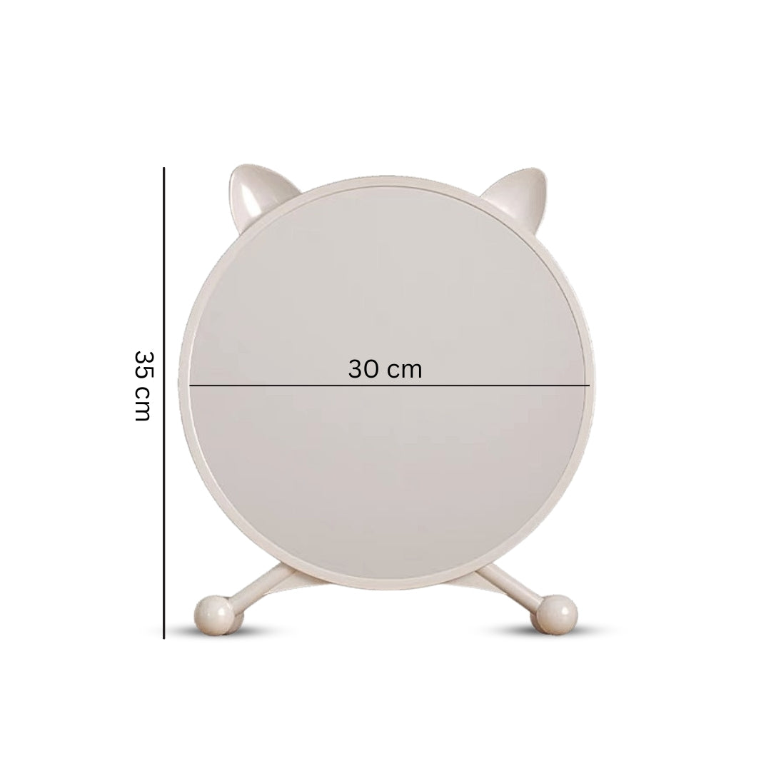 SOGA 2X 30cm White Smart Makeup Bedroom Table Mirror Cat Ear Style No LED Light