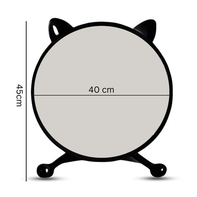 SOGA 2X 40cm Black Smart Makeup Bedroom Table Mirror Cat Ear Style No LED Light