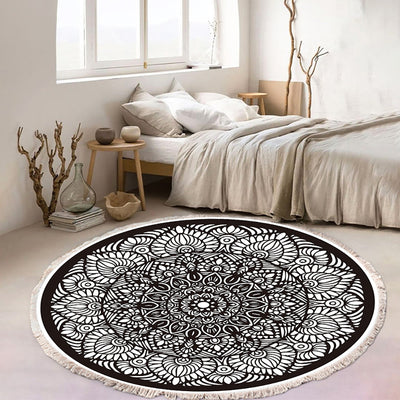 SOGA 120cm Mandala Modern Ethnic Tassel Print Anti-slip Doormat, Home Decor