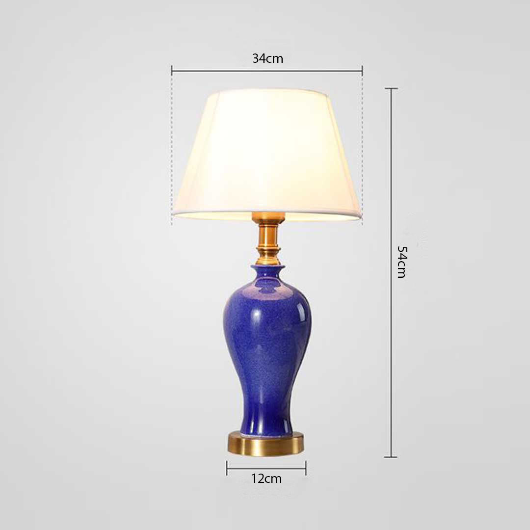 SOGA 4X Blue Ceramic Oval Table Lamp with Gold Metal Base