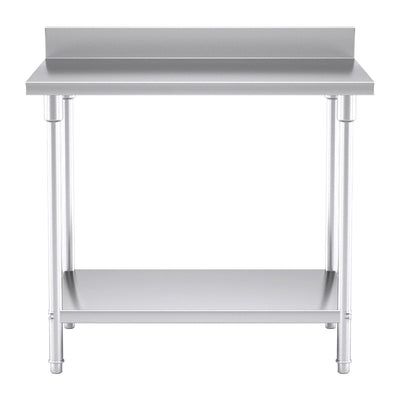 SOGA Commercial Catering Kitchen Stainless Steel Prep Work Bench Table with Back-splash 100*70*85cm