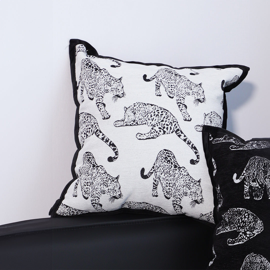 SOGA 45cm Throw Pillow White & Black Leopard Light Luxury Decorative Cushion for Living Room
