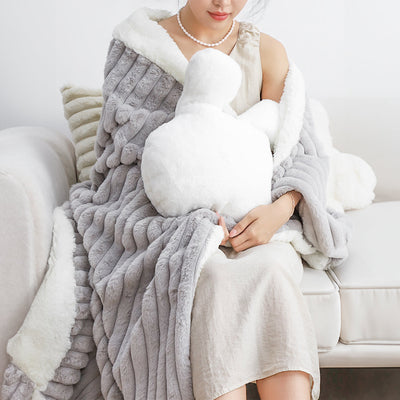 SOGA 2X 150x200cm Throw Blanket Smoke Gray Premium Milk Velvet Luxuriously Soft Cozy Bedding