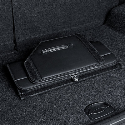 SOGA 2X Leather Car Boot Collapsible Foldable Trunk Cargo Organizer Portable Storage Box With Lock Black Medium