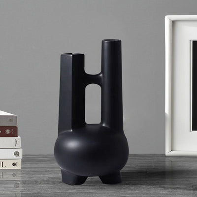 SOGA 2X Ornament Modern Geometric Vase Minimalist Double Tube Abstract Sculpture for Home Décor