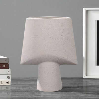 SOGA 2X 21x25.5cm Ornament Geometric Decor Ceramic Vase Flower Pots Decorative for Living Room Decoration