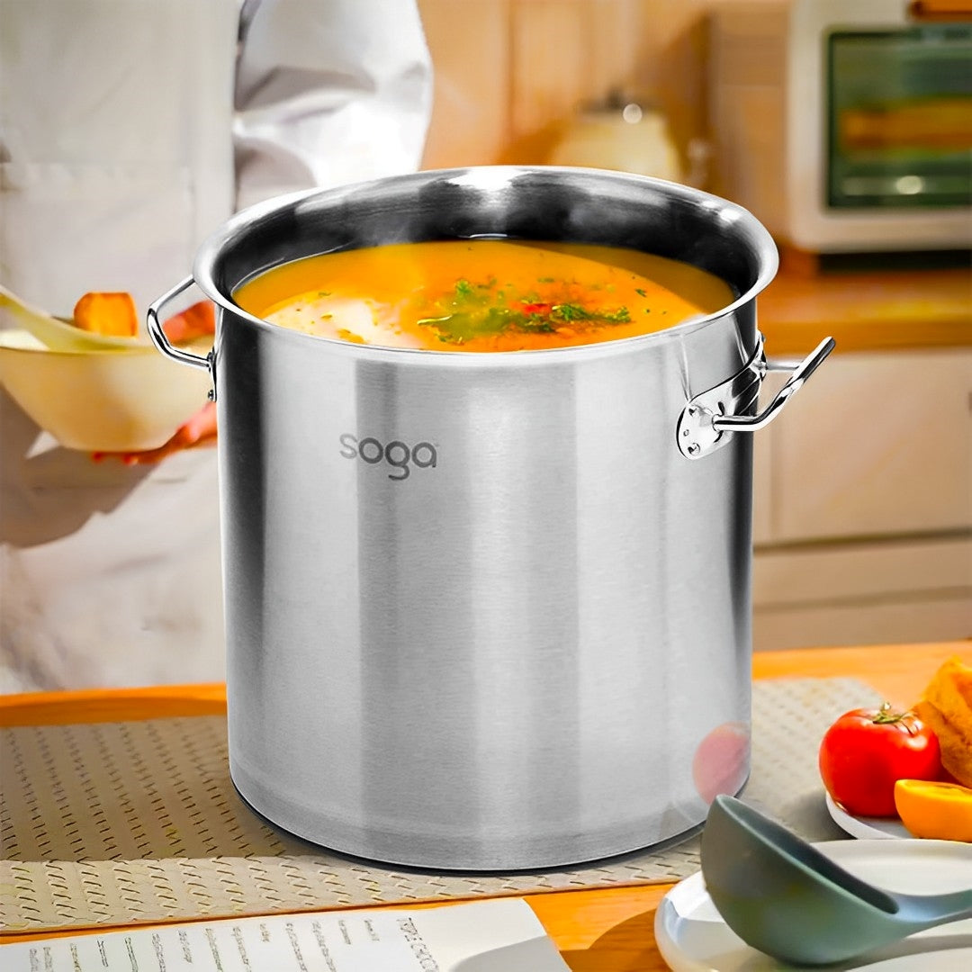 SOGA Stock Pot 25LT Top Grade Thick Stainless Steel Stockpot 32CM 18/10