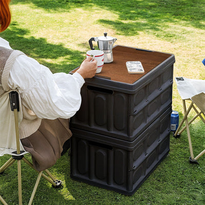 SOGA 2X 34.5x22cm 18L Black Car & Camping Foldable Storage Box Crate Stackable Container No Handle