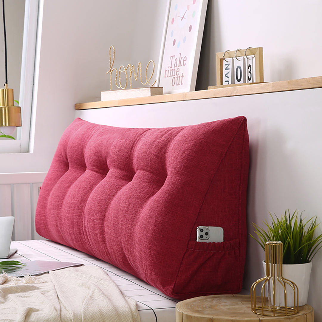SOGA 4X 100cm Rose Red Triangular Wedge Bed Pillow Headboard Backrest Bedside Tatami Cushion Home Decor