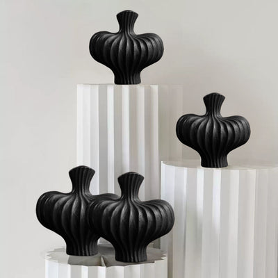 SOGA 25X24cm Ornament Small Matte Black Vases Countertop Decoration Accessories Porch Crafts Home Decor