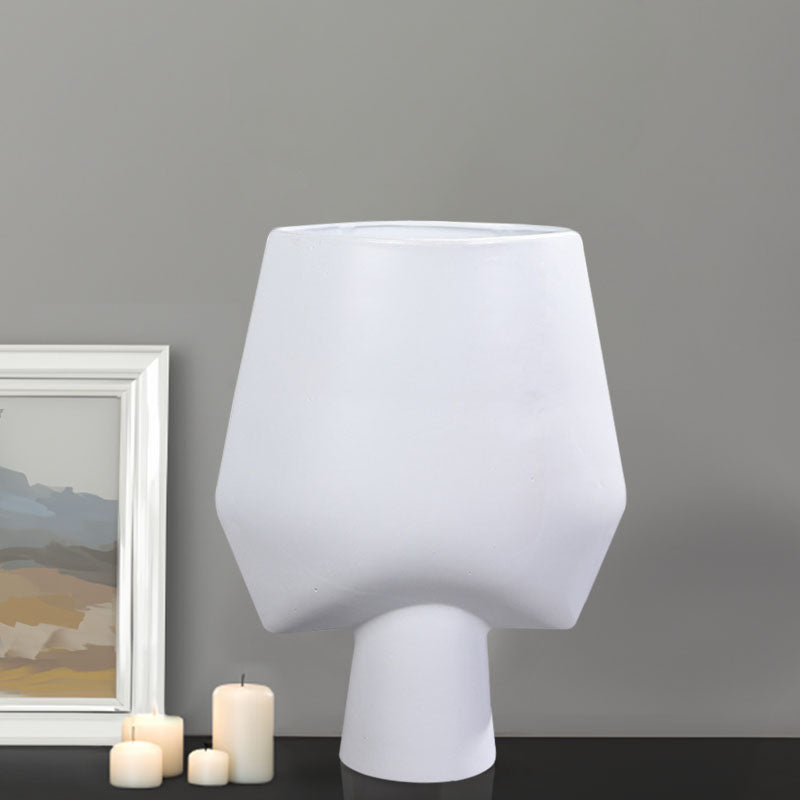 SOGA 33x43cm White Large Ornament Bodhi House Ceramic Handcrafted Modern Abstract Square Vase Home Decor