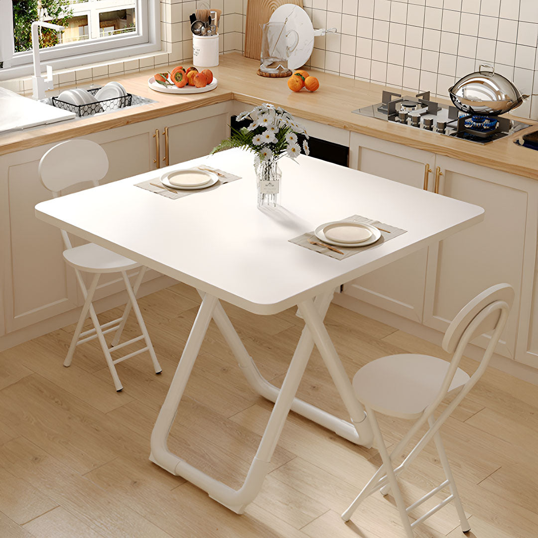 SOGA 2X 80cm White Square Table with White Legs Modern Minimalist Design for Home Decor